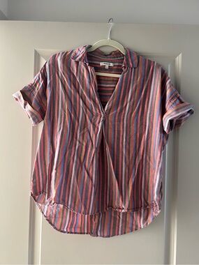 Madewell Multicolor Striped Button Back Short Sleeve Shirt – Size Small